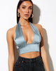 Immagine di Keiza Crop Top in raso blu argento