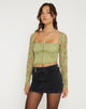 immagine di Khafila Top corsetto a maniche lunghe in pizzo verde