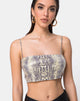 Immagine di Kylie Crop Top in serpente acido e paillettes chiare