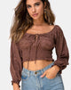 Immagine di Lancer Crop Top in raso rosa cioccolato