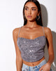 Immagine di Laxmi Crop Top in drappo di paillettes argento