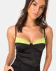 Immagine di Letta Corpetto in raso nero con bordo in pizzo lime