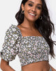 Immagine di Lilian Crop Top in campo floreale Olive
