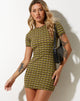 immagine di Lilith Mini Dress in Chevron Greena