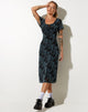 immagine di Lorani Midi Dress in Butterfly Vine Flock Blu