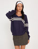 Immagine del maglione Louna in blu maculato con strisce bianche
