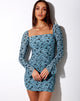 Immagine di Marilla Vestito a maniche lunghe in Love Bloom Grigio e Blu Flock