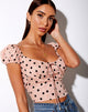 Immagine di Mazu Crop Top in New Polka Nude Nero