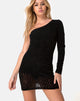 Immagine di Mega Bodycon Dress in Croc Flock Nero