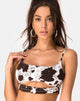Immagine di Misda Crop Top in pelle di mucca marrone e bianco