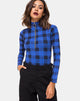 Immagine di Molaka Corpetto a collo alto in tartan blu