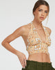 immagine di Nanda Crop Top con stampa Picnic marrone