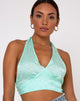 Immagine di Naya Crop Top in satin Zebra Aquamarine
