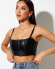Immagine di Nindy Crop Top in PU nero con punto bianco