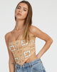 immagine di Nolda Crop Top con stampa Picnic marrone