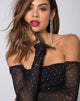 Immagine di Nomi Off The Shoulder Corpetto in rete di cristallo nero