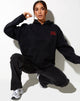 Immagine della felpa con cappuccio oversize in nero Angel Energy Light Red Embro