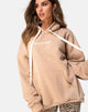 Immagine della felpa con cappuccio oversize in Tan I Want it Embro