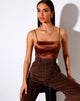 Immagine di Ozka Crop Top in raso cioccolato