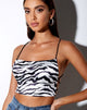 Immagine di Ozka Crop Top in Zebra Orizzontale Bianco e Nero