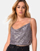 Immagine di Paima Strappy Top in rete Drape Sequin Argento