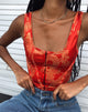 Immagine di Elci Corsetto Top in Fiore di Drago Rosso Oro