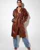 Immagine di Duster Longline Coat in Croc Pu Brown