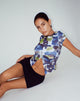 Sianda Crop Top in acquerello astratto blu
