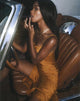 Immagine di Quinty Dress in raso oro Cheetah