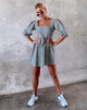 Immagine di Kezie Skater Dress in Gingham Crema