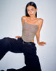 immagine di Top corsetto Kayashi in micro check marrone