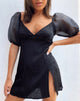 Immagine del vestito Espera in raso nero ghepardo