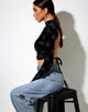 Immagine di Quelia Crop Top in nero Timbro Cupido argento