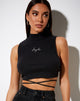 Immagine di Quera Crop Top in Rib Black Angelic Embro