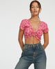 immagine di Raeto Crop Top in Rosa Floreale Ditsy