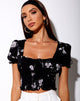 Immagine di Raquel Crop Top in Mono Flower Nero