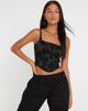 immagine di Ello Corset Top in Black Rose Flock