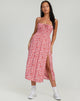 immagine di Jeyro Midi Dress in Ditsy Butterfly Pesca e Rosso