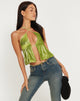immagine di Runita Halter Top in mini paillettes verde lime