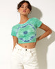 Immagine di Tindy Crop Top in verde blu fiore Tie Dye