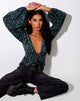 Immagine di Romina Top a maniche lunghe in Mono Paisley Salvia