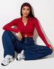 Immagine di Ryals Top a maniche lunghe in Rib Racing Red