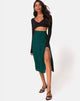 Immagine di Saika Gonna midi in satin ghepardo verde foresta