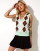 Immagine di Sami Gilet Top in Argyle verde crema e marrone
