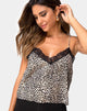 Immagine del top Sancez in rar leopardo marrone con pizzo nero