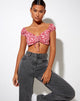 Immagine di Sarae Crop Top in Ditsy Butterfly Pesca e Rosso