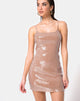 Immagine di Selah Bodycon Dress in cammello con paillettes trasparenti