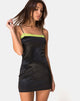 Immagine dell'abito Selah in raso nero con pizzo lime