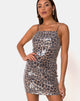 Immagine di Selana Bodycon Dress in Leopardo con paillettes trasparenti