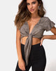 Immagine di Shae Crop Top in raso rosa grigio argento